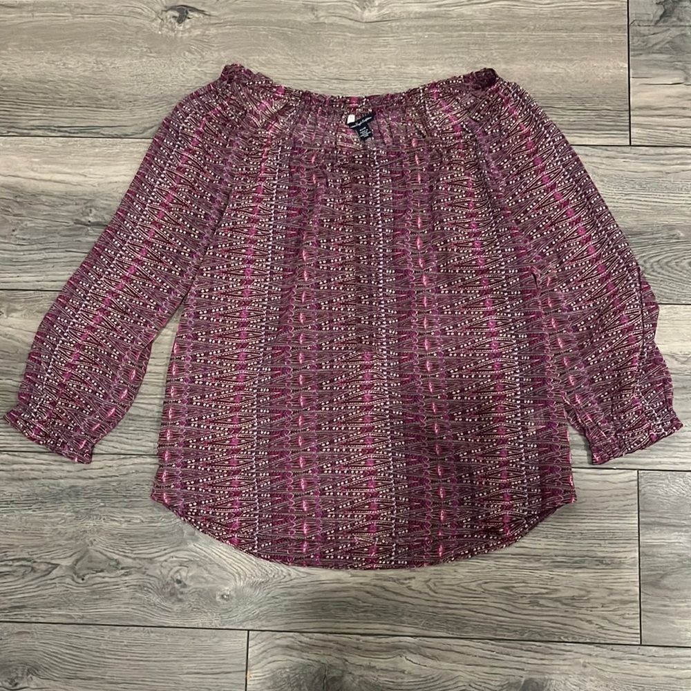 American Eagle Purple Patterned Blouse